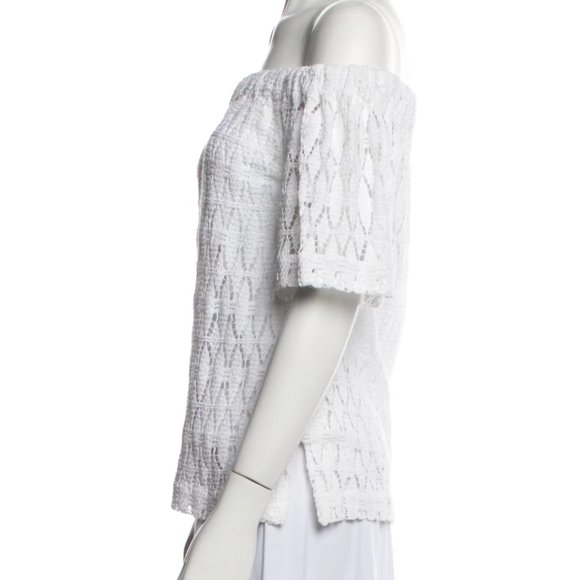 A.L.C. Off-The-Shoulder White Crochet Cheyenne Top - Picture 4 of 7